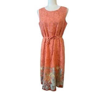 Tommy Bahama Womens Peach Silk Hawaiian Print Dress
